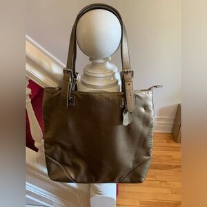 Genuine Leather Metallic Bronze Tote Bag in EUC.